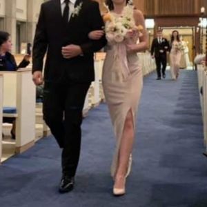 Adrianna Papell Champagne long dress